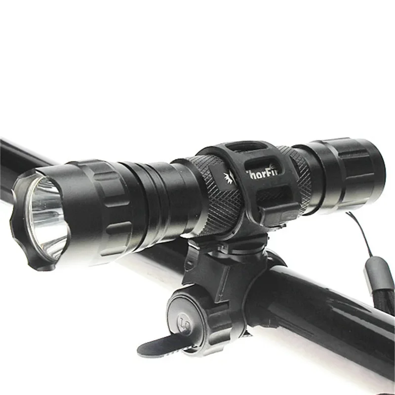 Soporte para linterna de bicicleta 360 °   Correas de goma ajustables para bicicleta, antorcha delantera, abrazadera para faro LED, soporte de Clip