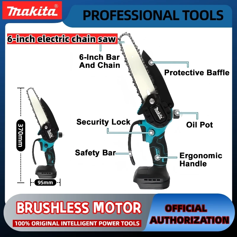 Original Makita Mini Chainsaw 18v  Woodworking with Small Handheld Electric 6-inch Logging Sawzall Mini Portable Chainsaw