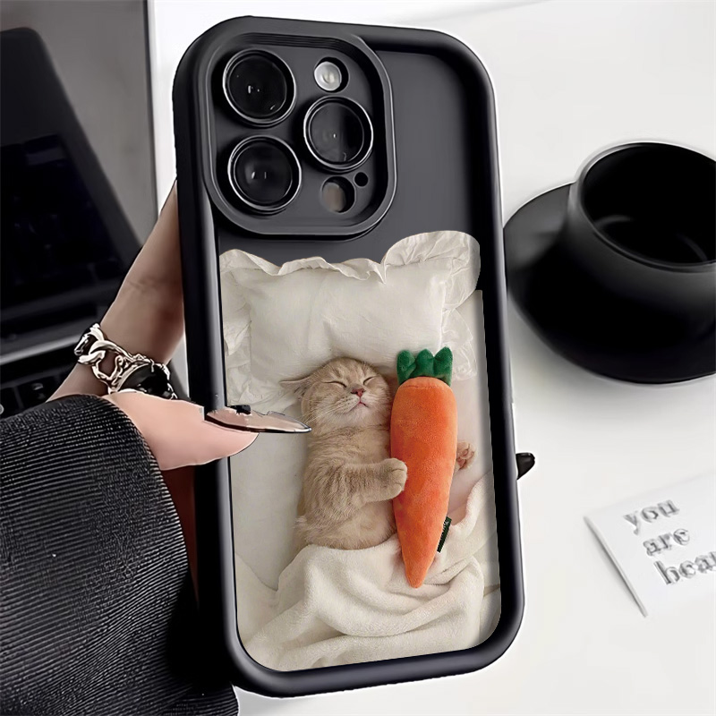 Candy Color Cute Cat Phone Case For iPhone 11 Case iPhone 16 Pro 13 12 14 15 Pro Max XR XS X 7 8 Plus SE Matte Shockproof Cover