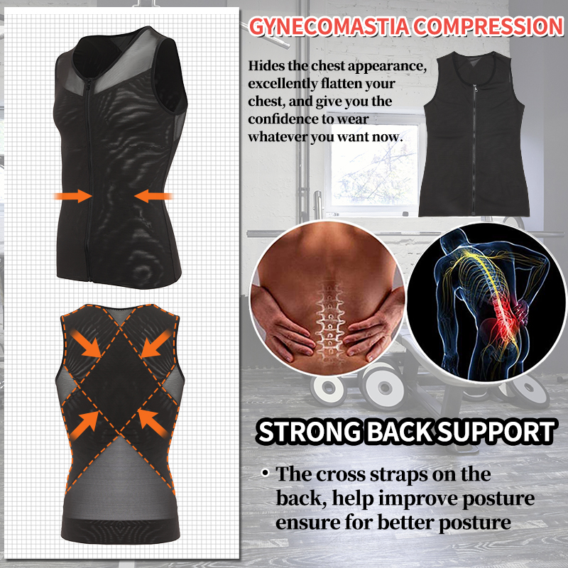 บุรุษเสื้อ Gynecomastia เสื้อกั๊กเสื้อกระชับสัดส่วน Body Shaper Tank Top Zipper Corset สำหรับ Man Shapewear