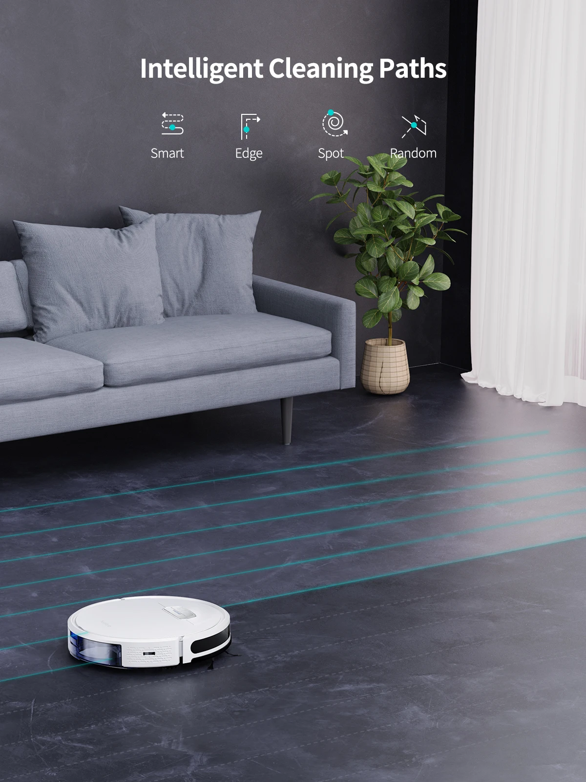 HONITURE Roboter-Staubsauger, 4000 Pa, Smart Home, Mopp, Kehren und Ziehen, integrierte selbstladende App, Fernbedienung und Sprachsteuerung