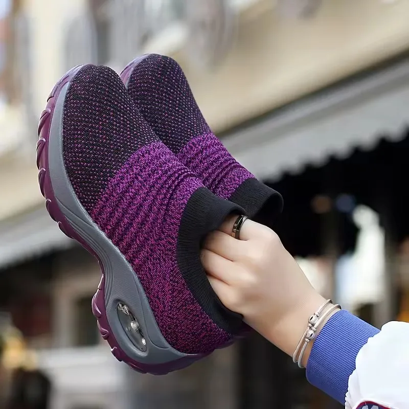Baskets d'été en maille tissée fine pour femmes, chaussures décontractées respirantes, chaussures De randonnée à semelles épaisses, nouvelle collection 2025