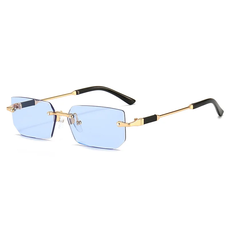 Moda sem aro retângulo óculos de sol populares mulheres homens tons pequenos quadrados óculos de sol para feminino masculino verão viajar oculos