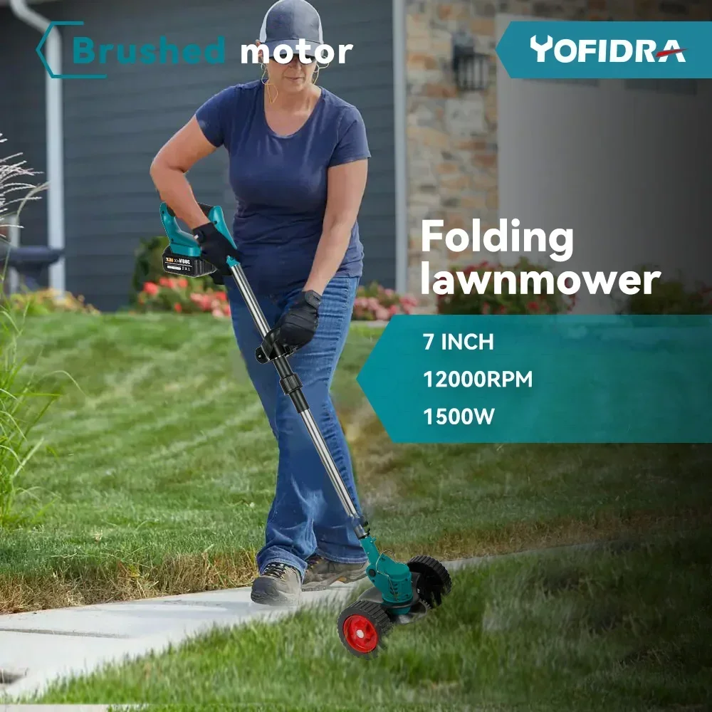 YOFIDRA 電動芝刈り機長さ調節可能なカッターコードレス庭の草刈りトリマーフィット 21V 18V バッテリーピン