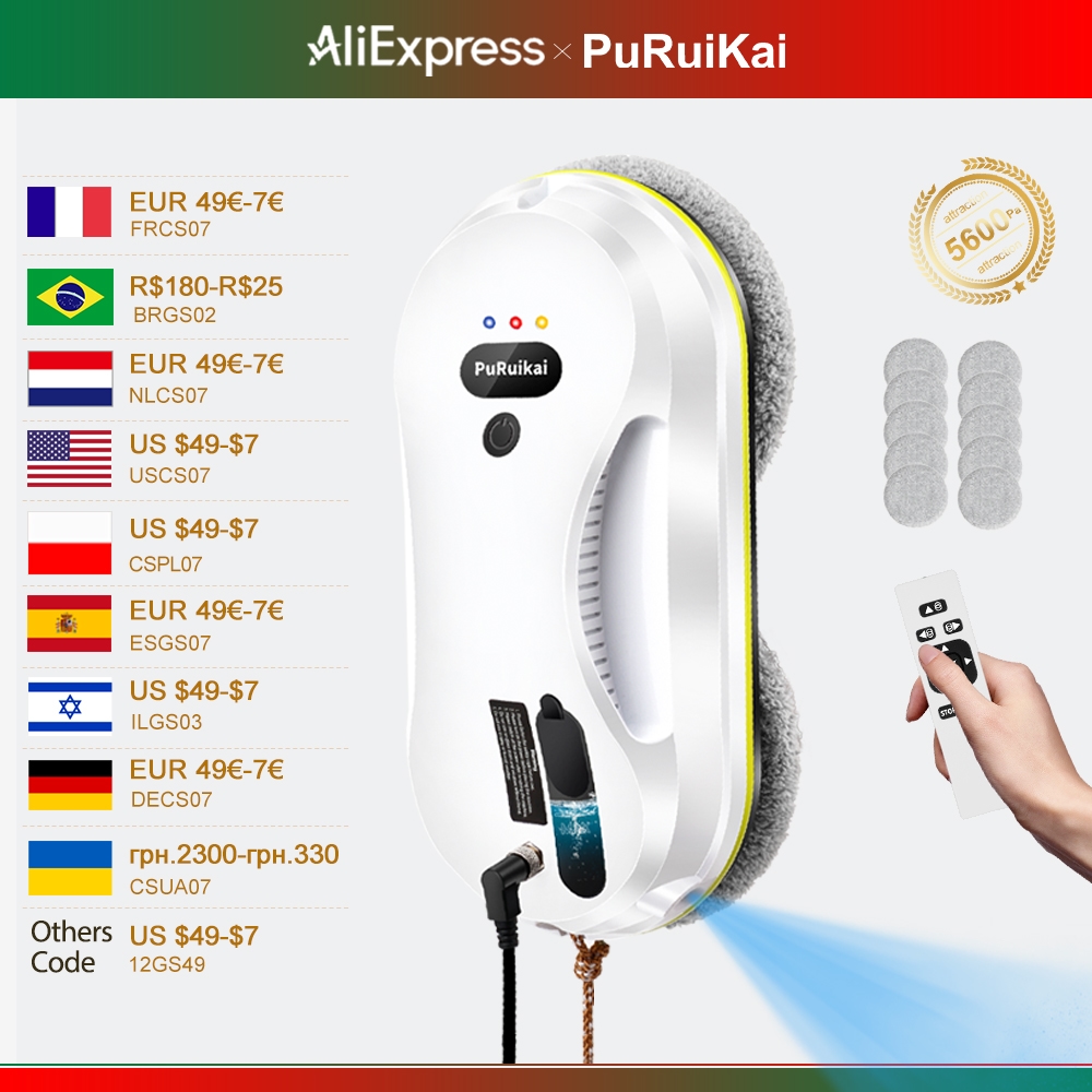 Бытовой автоматический робот для очистки окон с распылением воды, пылесос с дистанционным управлением, электрический стеклоочиститель, бытовой стеклоочиститель