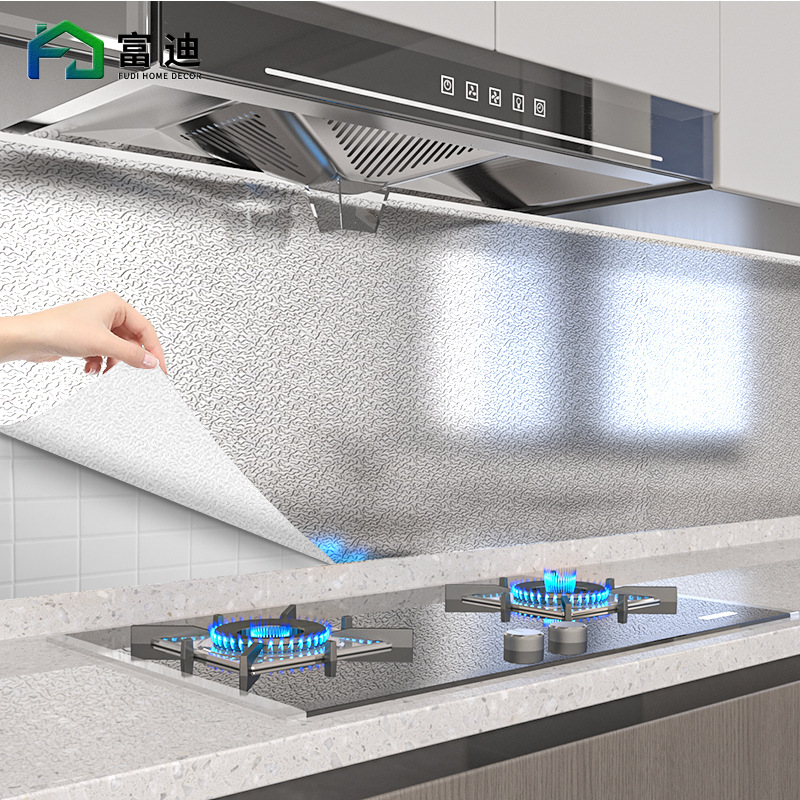 Pegatina autoadhesiva a prueba de aceite para cocina, papel tapiz ignífugo impermeable para armario de estufa, papel de aluminio, papel de estaño, decoración del hogar