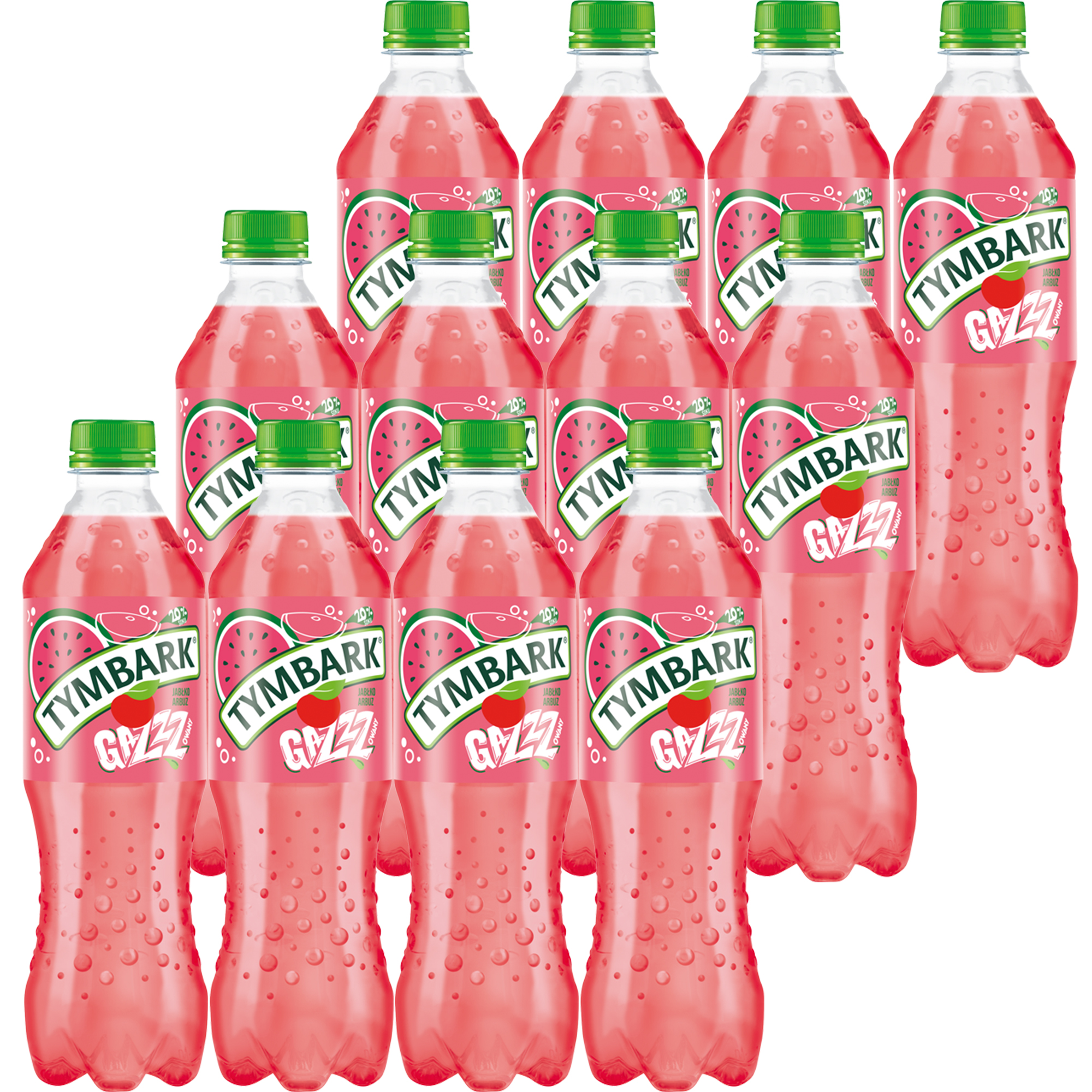 Tymbark Gazzzowany Napój gazowany jabłko arbuz 500 ml x 12 sztuk