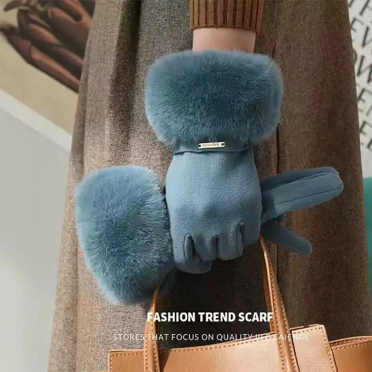 Gants d'hiver en daim pour femmes, garde au chaud, écran tactile en velours, peluche épaisse, poignet, personnalité à la mode, conduite élégante, cyclisme