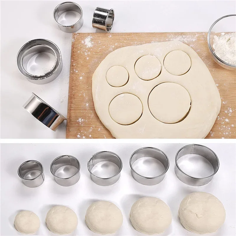 5PCs runde edelstahl keks form knödel haut schneiden form DIY keks gebäck kuchen backen werkzeuge küche backen gadget