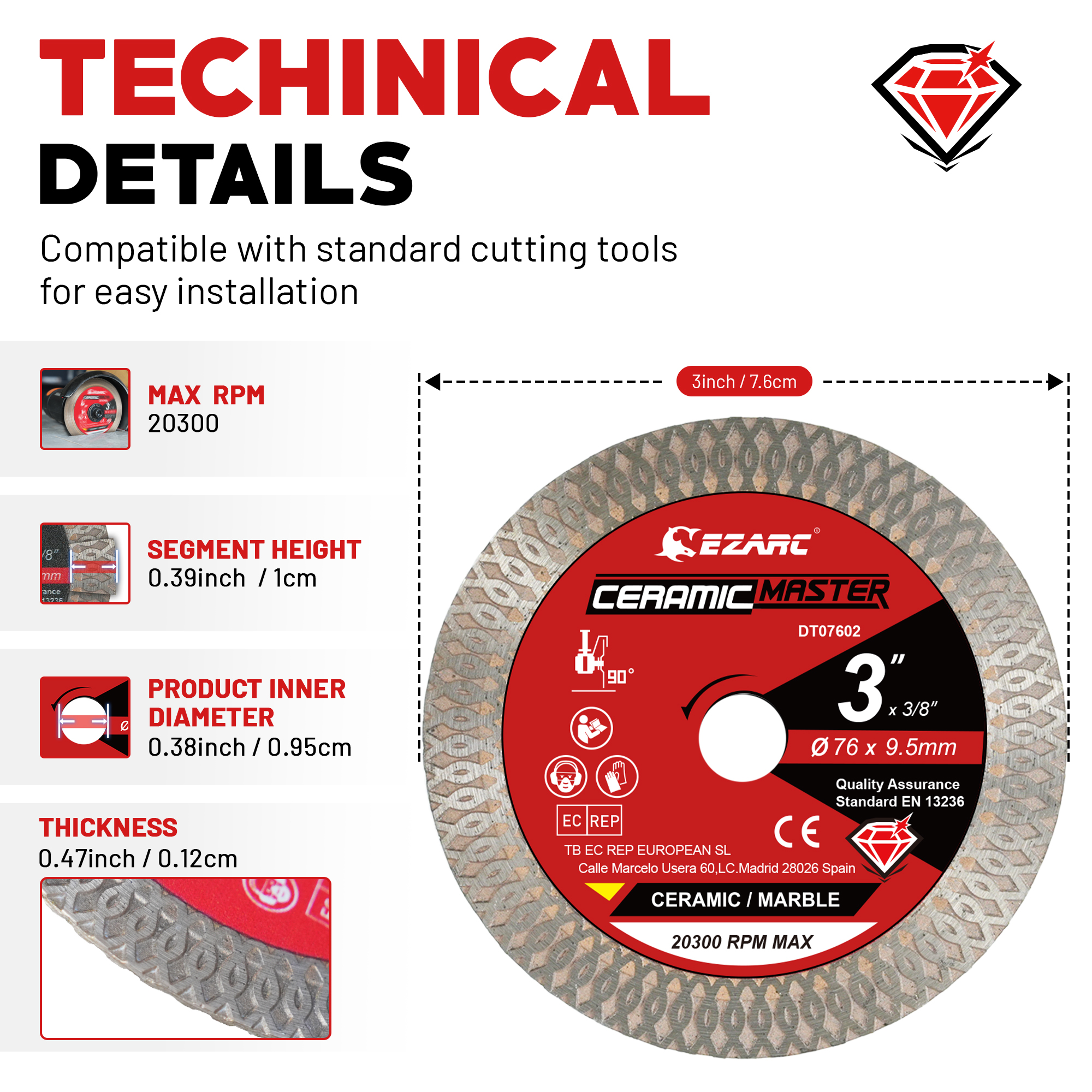 2 шт., 3 дюйма, супертонкие алмазные лезвия, алмазные пилы для угловой шлифовальной машины, лезвие для плитки, гладкая резка фарфора, керамики, мрамора