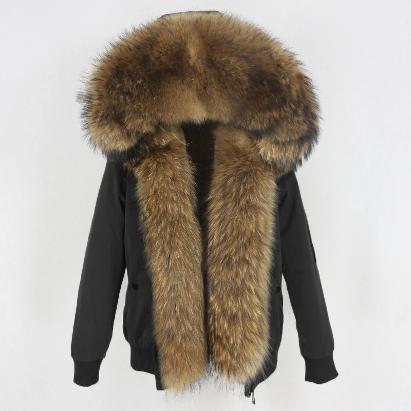 2023 neue Bomber Wasserdichte Parka Winter Jacke Frauen Natürliche Echt Waschbären Pelz Kapuze Mantel Abnehmbare Dicke Warme Oberbekleidung