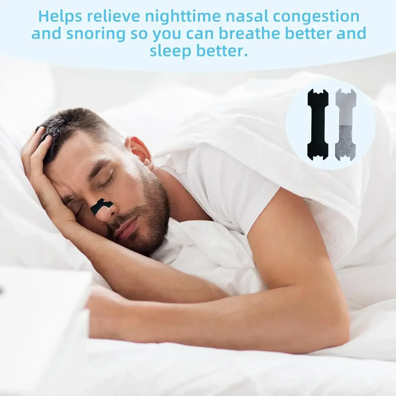 30/60/90PCS Enhanced Adhesion Sports Nasal Strips Breathable Comfortable Design Sleep Aid Non-Invasive Anti Snoring Nose Patch