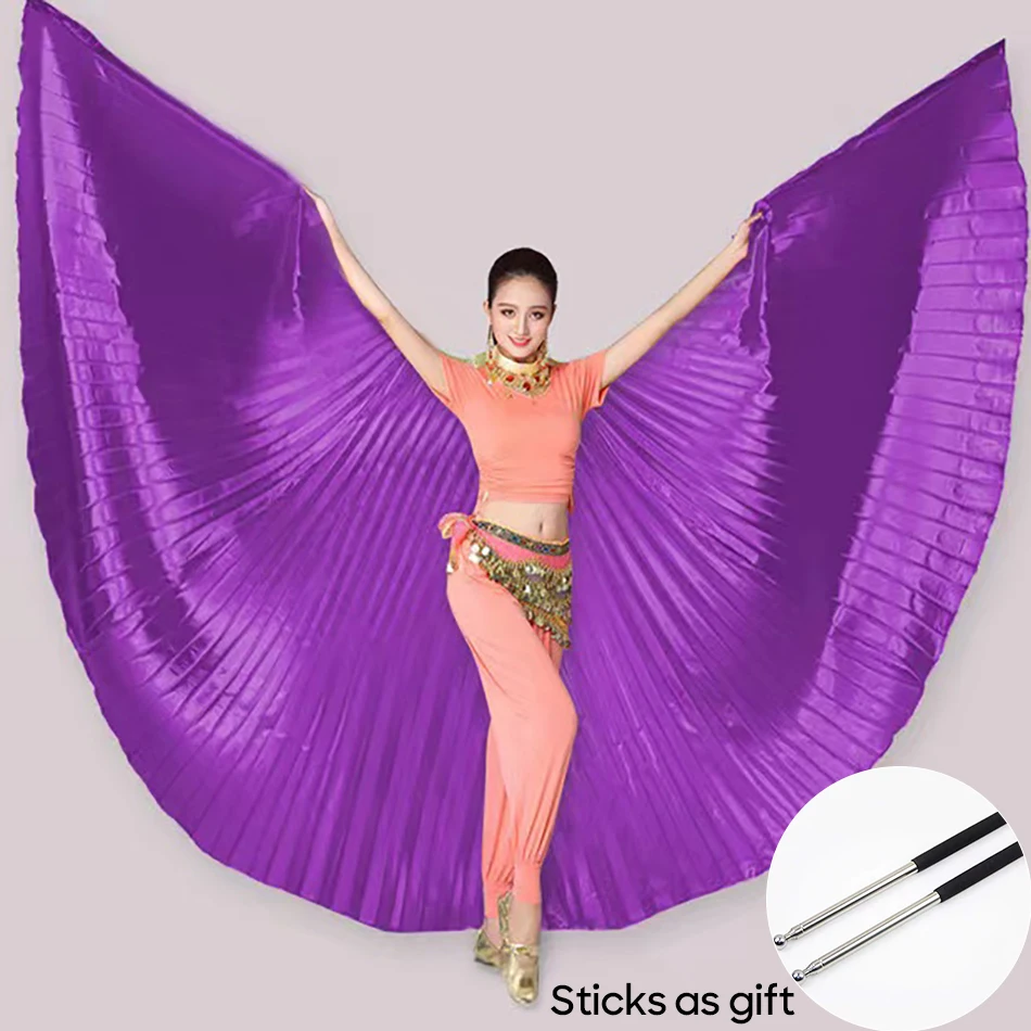 여성 무대 공연 착용 밸리 댄스 액세서리 골드 및 멀티 컬러 옵션 이집트 Alas Isis Wings With Sticks