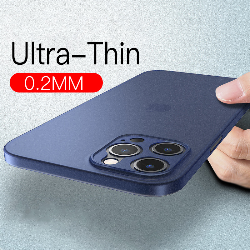 Nueva funda ultrafina de PP mate de 0,2 MM para iphone 11 12 13 14 15 Pro Xr Xs Max 13 mini 7 8 Plus SE 2020 fundas duras transparentes para PC