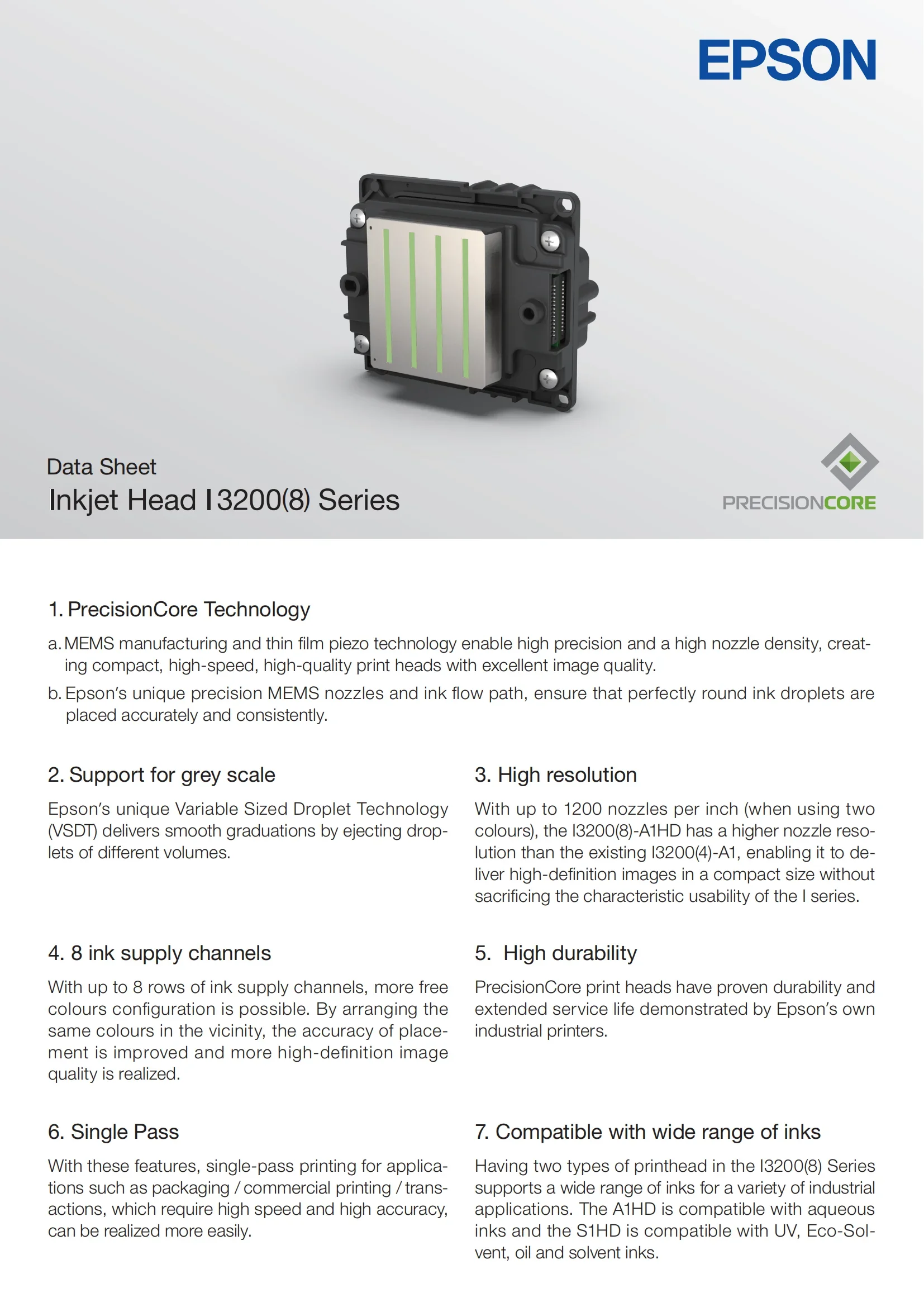Original E PSON I3200 หัวพิมพ์ A1HD Printhead 8 หมึกช่อง