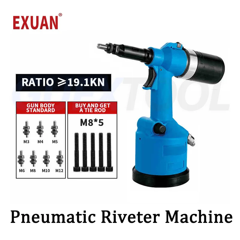 Remachadora neumática Industrial pistola de extracción automática máquina de remachado rápido juego de herramientas de tuerca M3-M12