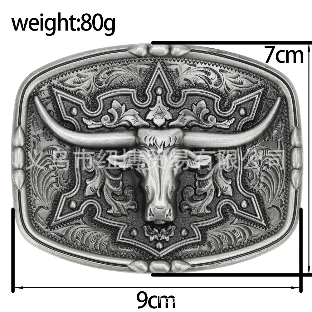 Square Bull Skull Gürtelschnalle Primitives Tribal-Kuh-Totem