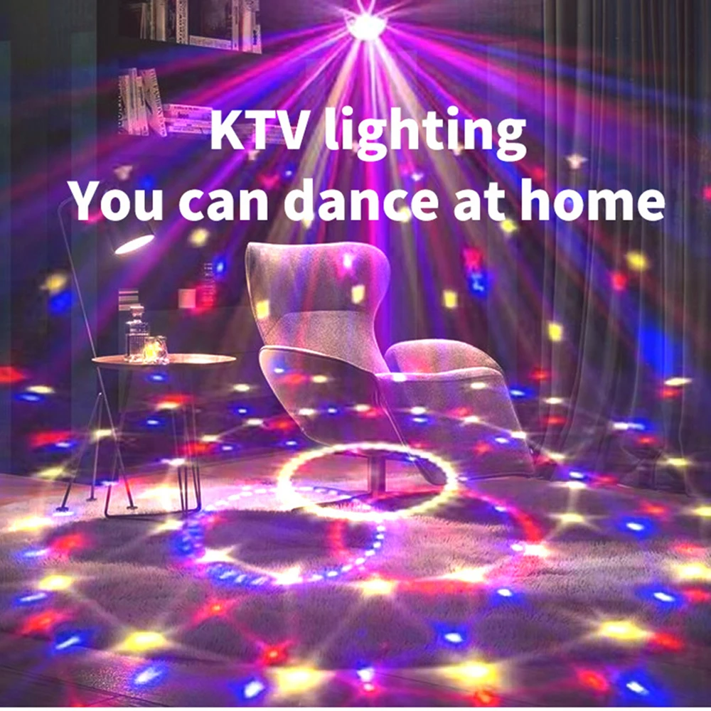 ลําโพงดีเจดิสโก้บอลไร้สายบลูทูธเพลงหมุนเวทีแสง RGB Strobe เลเซอร์โปรเจคเตอร์แบบชาร์จไฟได้ Party Light