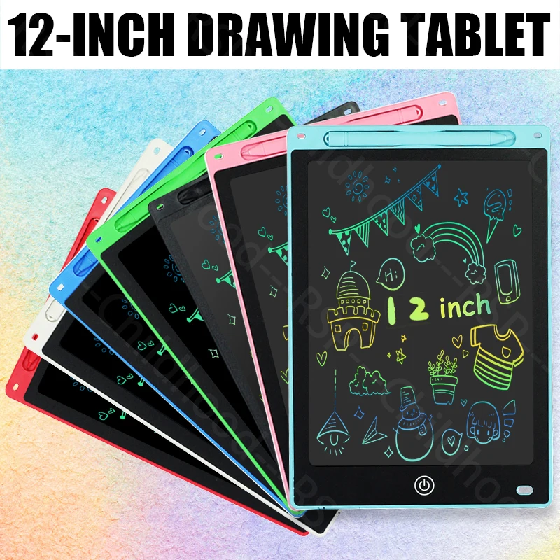Tablettes électroniques de 12 pouces, bloc d'écriture, tableau d'écriture, tablette à dessin, écran LCD, jouets graphiques numériques pour enfants