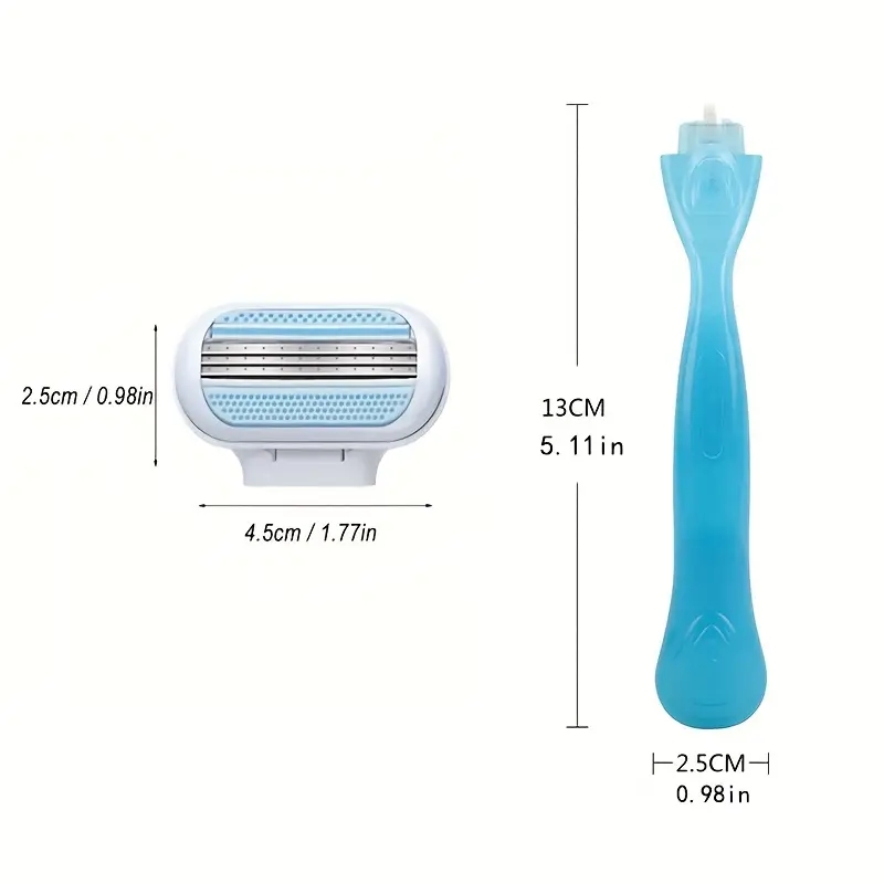 Rasoir pour femmes en acier inoxydable tondeuse à cheveux rasoir pour le visage avec couvercle de sécurité, 8 recharges de lames et 1 manche de couteau