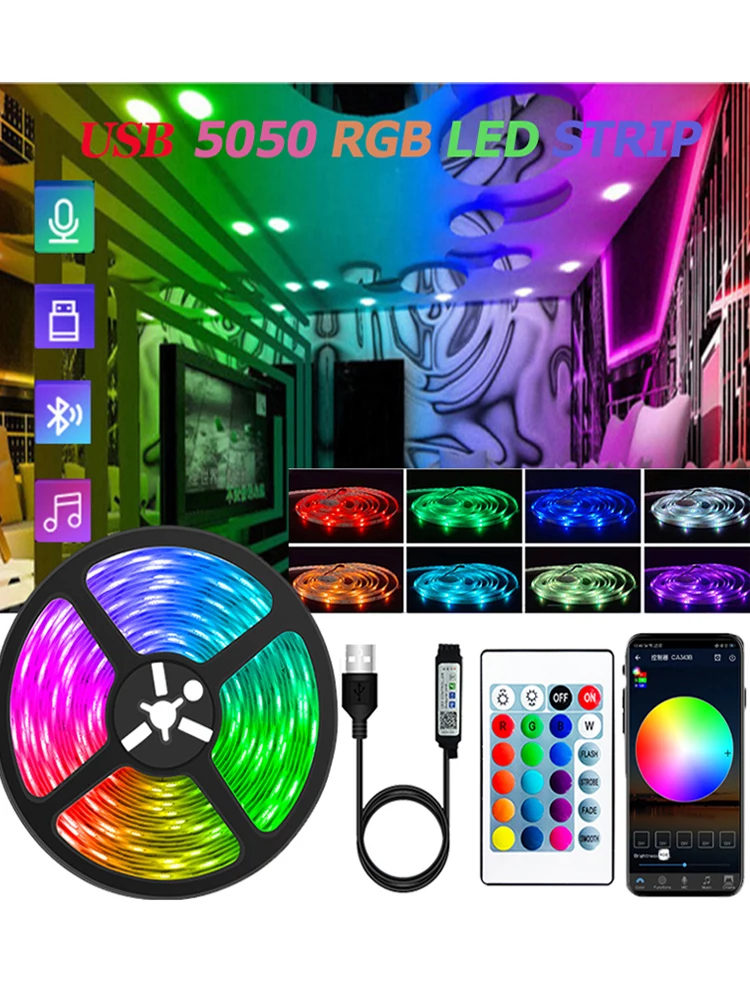 RGB 5050 Bluetooth HA CONDOTTO LA Luce di Striscia 5V USB Telecomando A Infrarossi Lampada Flessibile Nastro Diodo A Nastro Per Festival Festa TV Camera Da Letto