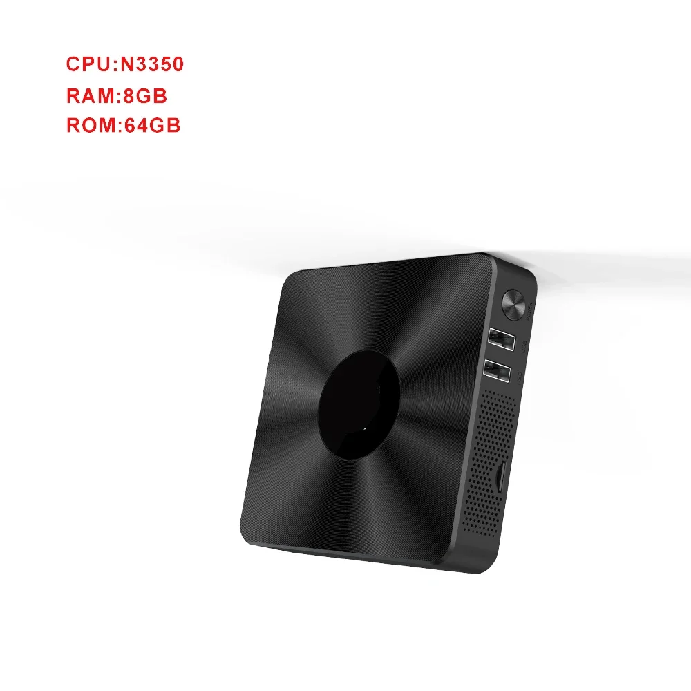Mini PC NUC de Windows 10, Desktop Intel N3350, 8GB RAM, ROM 64GB, USB 3,0, 1 * HDMI-MI, 1 * VGA, LAN de Wi-Fi, processador central T92