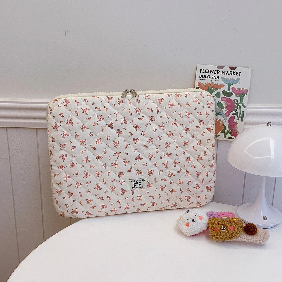 1 Stück schicke gesteppte Laptoptasche mit Blumendruck, 27,9 cm/14 Zoll/15 Zoll, Computertasche, Schutzhülle, Laptop-Hülle, Computer-Hülle