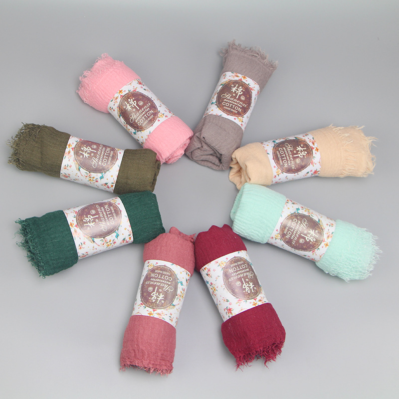 Bufanda Hijab de algodón arrugado clásicos de Ramadán, turbante para mujer, chal musulmán, Bandana lisa, chales transpirables para mujer, Foulard, capucha Hijab
