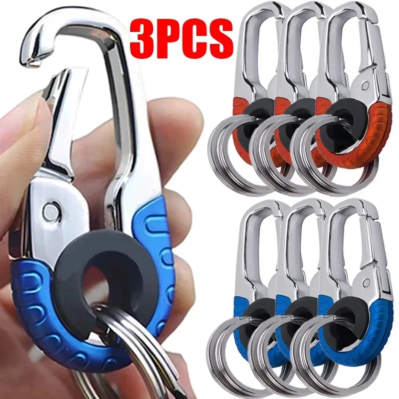 Nuevo llavero con hebilla para hombre, llavero de acero inoxidable, gancho para llavero, mosquetón para exteriores, accesorios para llavero de escalada, 1/3
