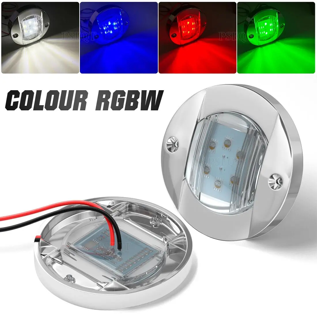 Luzes de navegação LED para barco marinho RGBW 3 ''redondo 12V deck luz de cortesia popa/transom/lâmpada de âncora à prova d'água