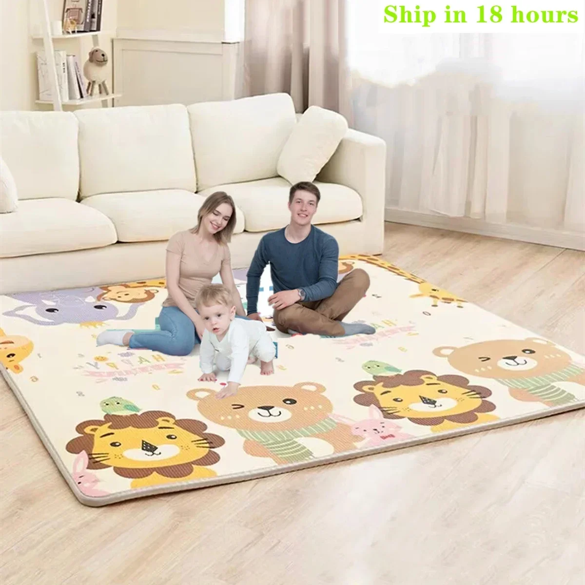 ขนาดใหญ่ขนาด 1 ซม.เป็นมิตรกับสิ่งแวดล้อมหนาเด็ก Crawling Play Mats พับพรมพรมเล่นสําหรับเด็กความปลอดภัยพรมของขวัญ