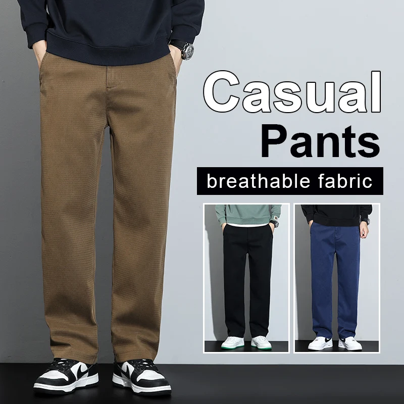 Pantalones vaqueros rectos sueltos de Lyocell con cintura elástica para hombre, moda de otoño e invierno, pantalones cómodos y versátiles de talla grande 5XL, 2025