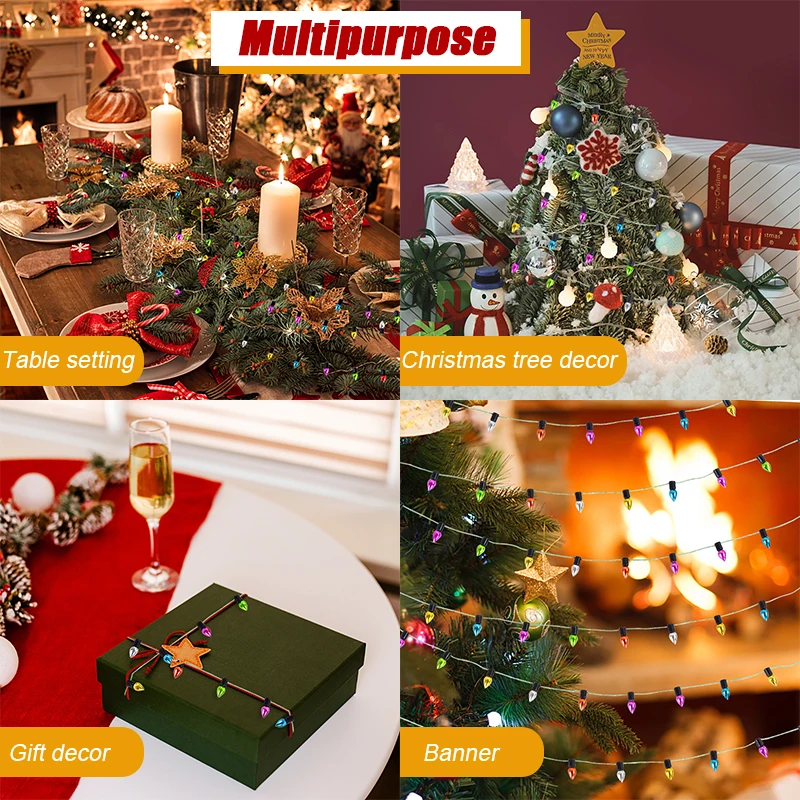 5 M/ม้วนหลอดไฟที่มีสีสัน String Garland ตกแต่งคริสต์มาส Xmas Tree เครื่องประดับ Navidad ใหม่ปีของขวัญ DIY ตุ๊กตาไม่ LED