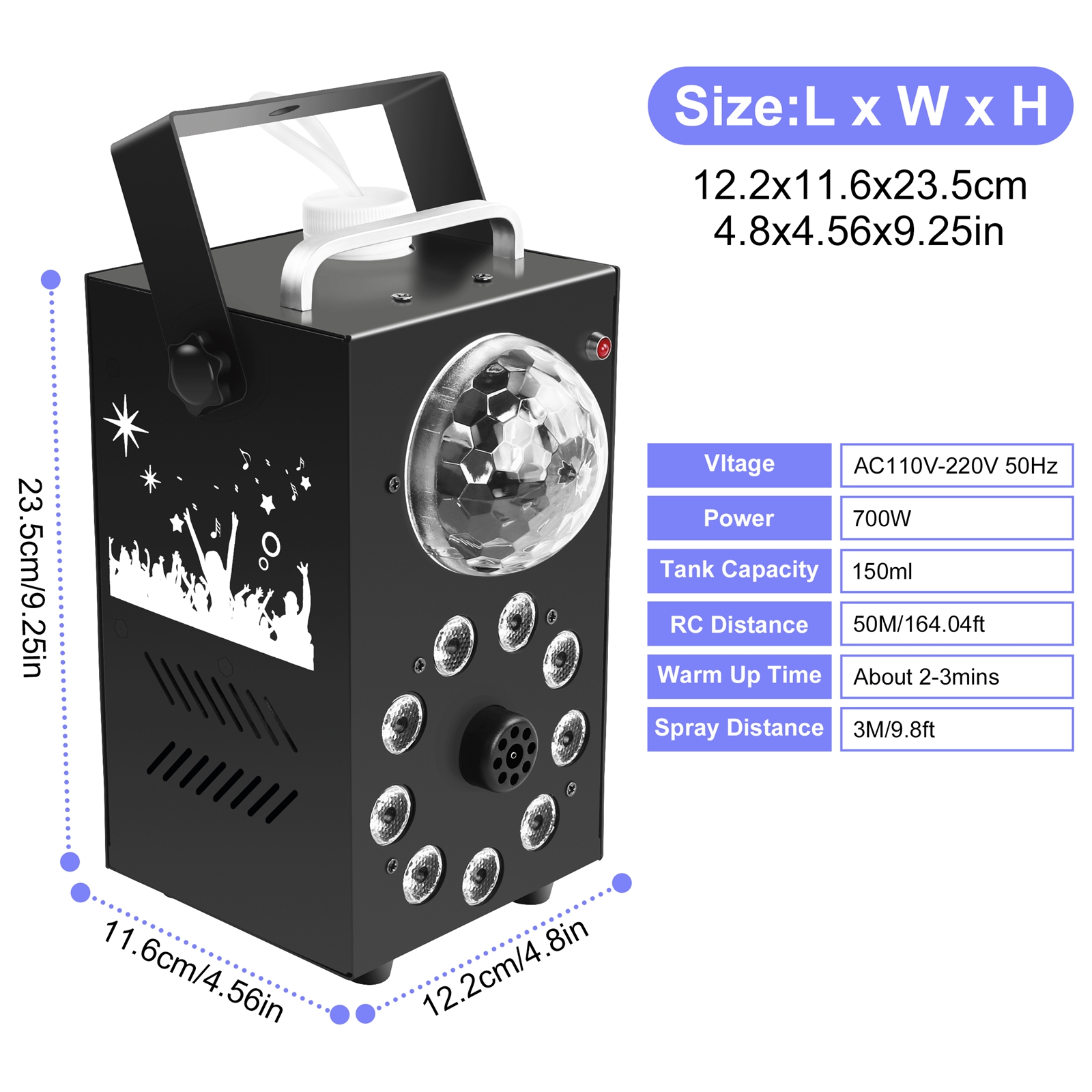 U`King 700W Stage Lighting Smoke Machine Fog Machine LED Colorful Haze Machine Remote Control Fogger For Wedding Party Dj Disco