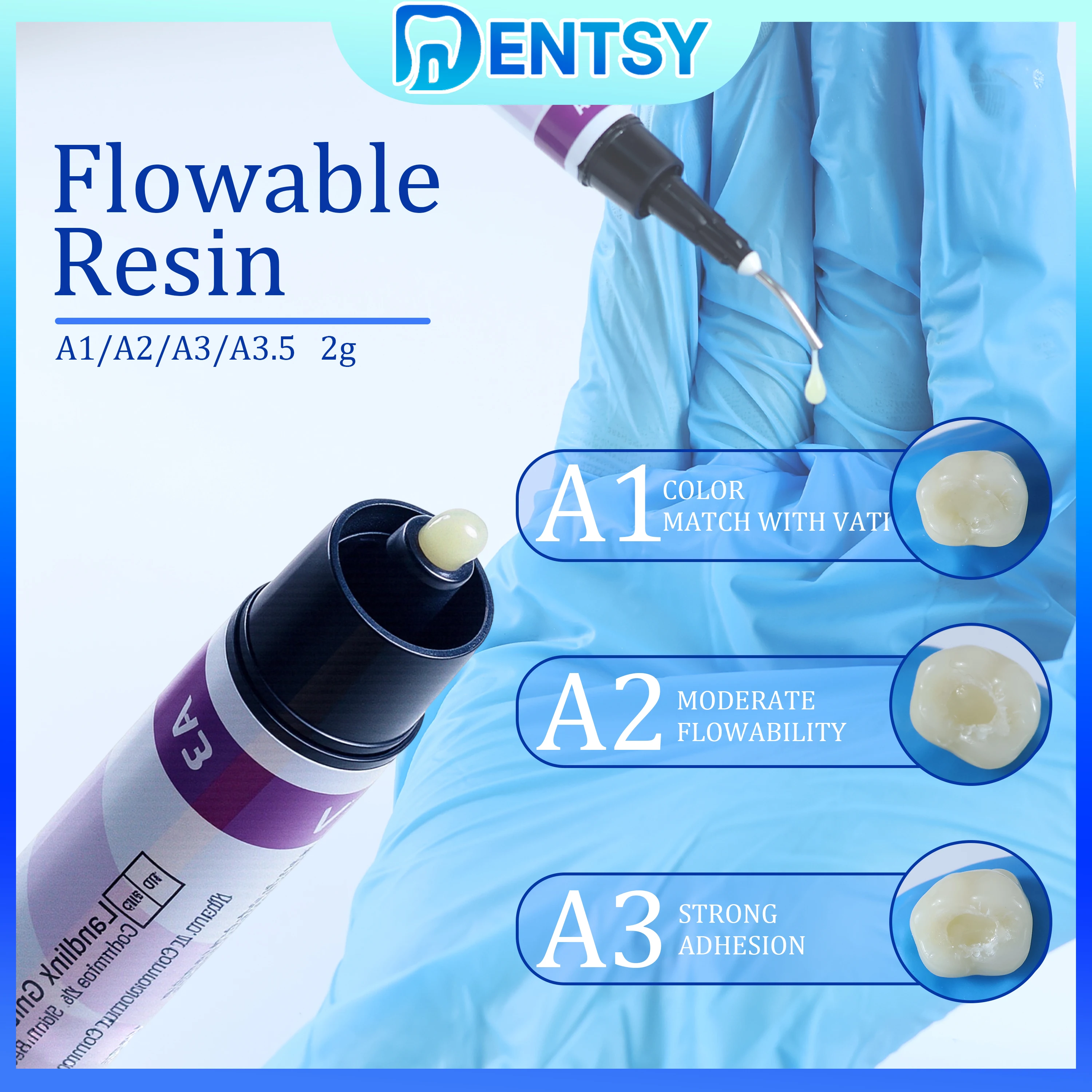 Dentsy Dental Resin Light-Curable Flowable A1 A2 A3 A3.5 Композитная смола Etch Гель Клей Инструменты для наполнения полости рта
