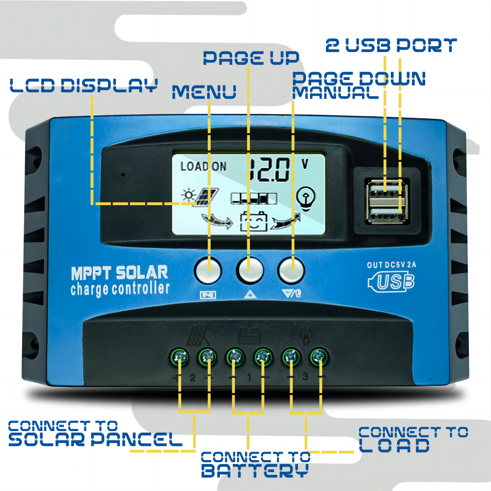 MPPT Solar Laderegler 12V 24V Solar Panel Batterie Ladegerät 30A 40A 50A 60A 100A Dual USB LCD Display Regler mit Last