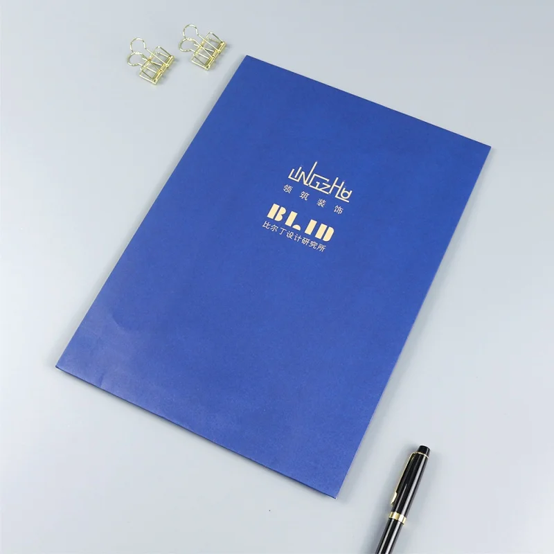 Carpeta de papel kraft personalizada, proveedor de oficina, portátil con bolsillo, presentación personalizada, Fol