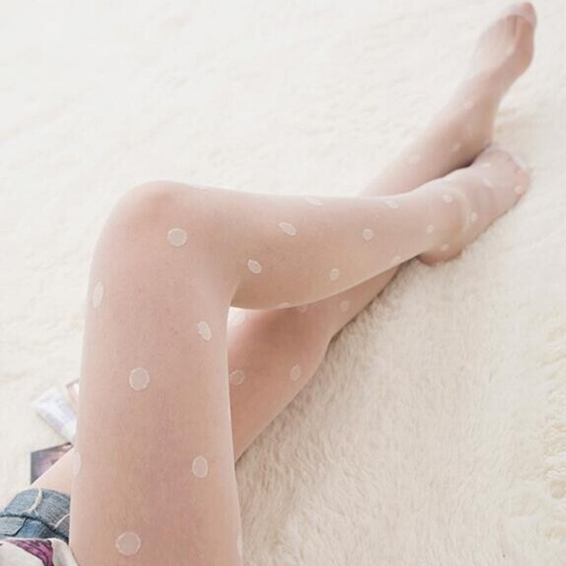Chấm Bi In Hình Vớ Sexy Thun Fishnet Lưới Liền Mạch Quần Nylon Đen Trắng Hộp Đêm Nữ Nữ Lụa Thun