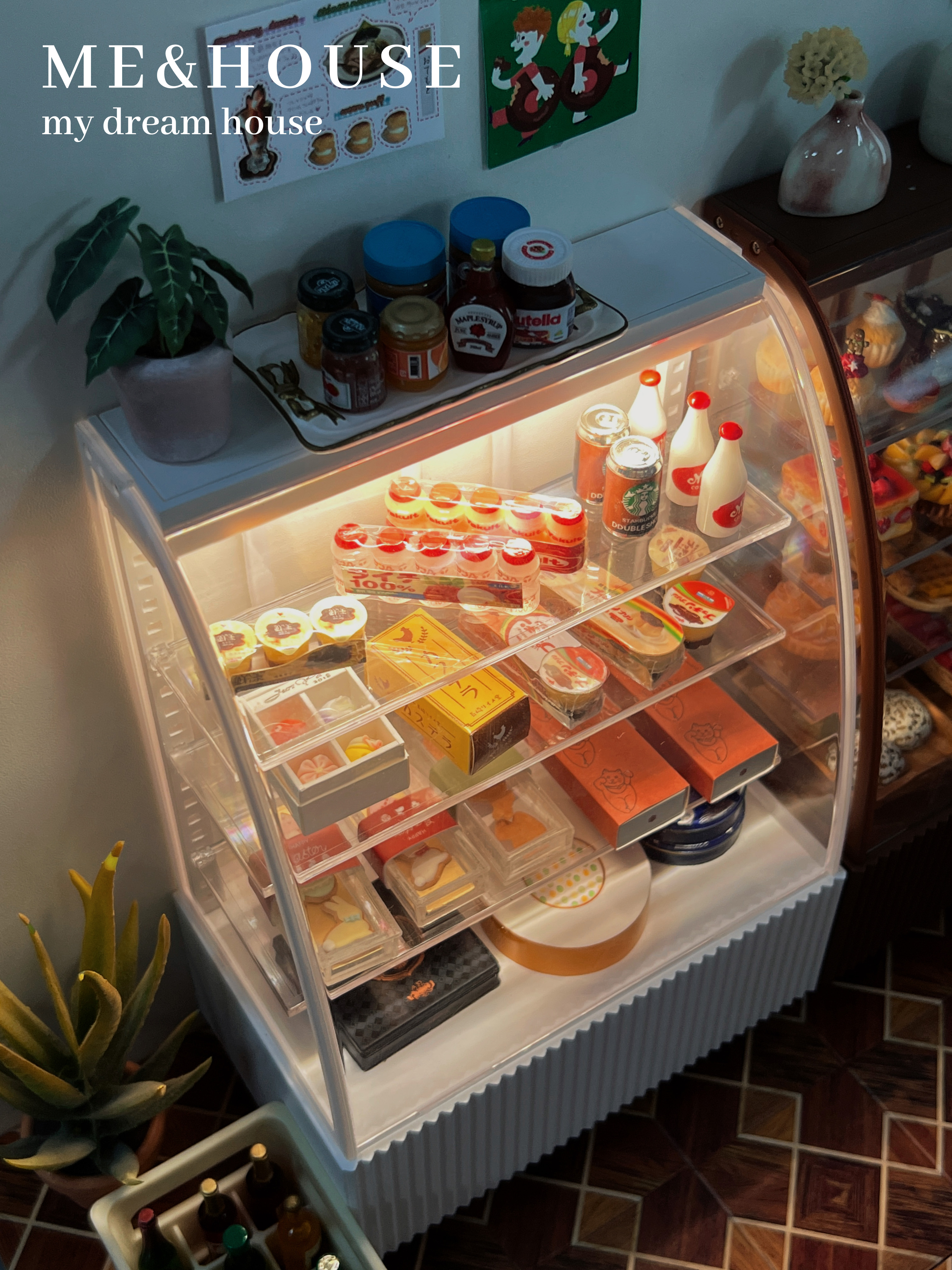 Modelo de casa de muñecas, muebles, accesorios, mini modelo, gabinete de pastel, 1/6