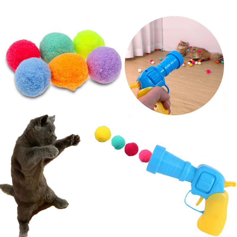 Juguetes interactivos de entrenamiento para gatos, Mini juegos de pompones creativos para gatitos, pelota de peluche elástica, suministros de juguetes para cachorros y gatos
