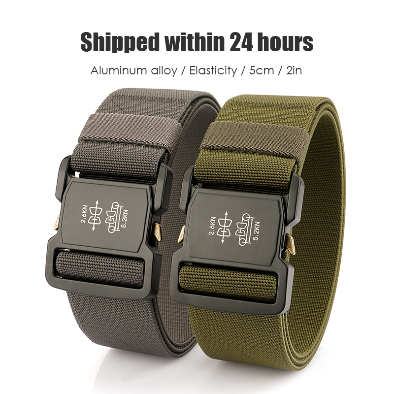 VATLTY 5cm / 2in Cinturón Elástico para Hombre Hebilla de Aluminio Cinturón Ancho Ligero Cinturón Táctico Militar Faja Casual Gris Hombre