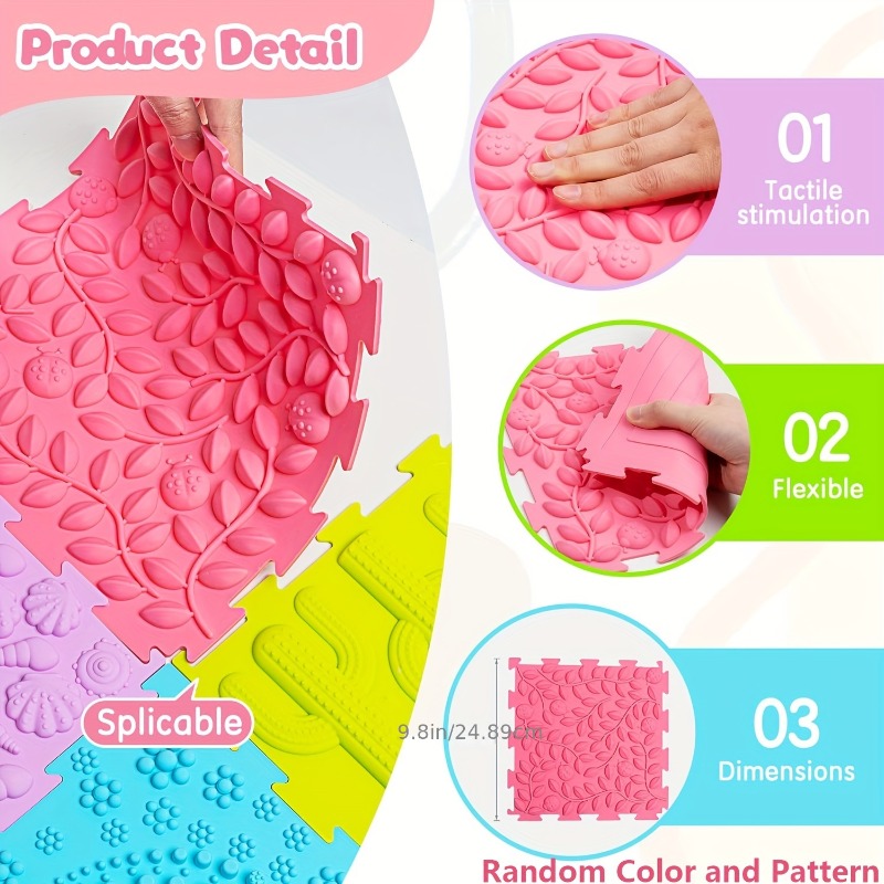 Tapis d'activité de développement précoce pour bébé, intégration sensorielle de la petite enfance, pavé tactile, entraînement rampant, Cognition des couleurs