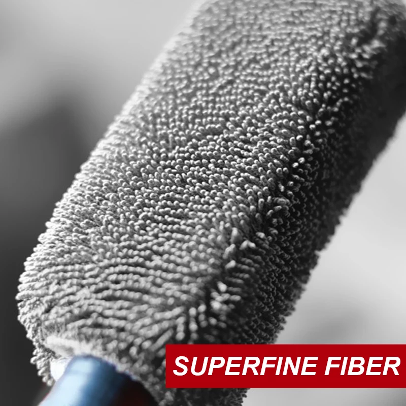 Seametal escova de aro de pneu de roda de carro de microfibra, ferramenta de limpeza de roda automática, toalha de lavagem com alça de plástico, acessórios de lavagem de carro