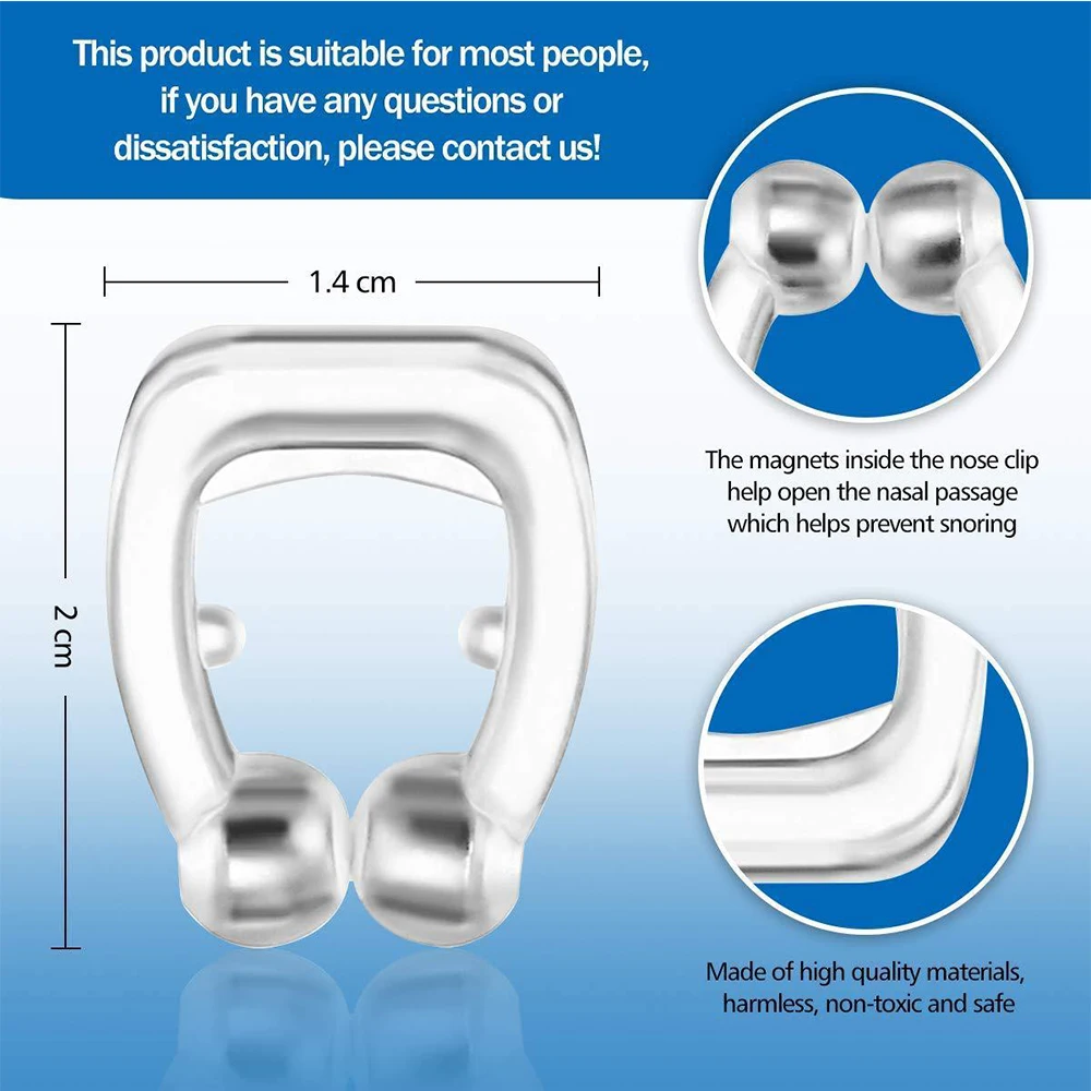 Clip magnético de silicona para dejar de roncar, bandeja para dormir, ayuda para dormir, protector de Apnea, dispositivo nocturno con funda, Anti Ronco, 1/4 Uds.