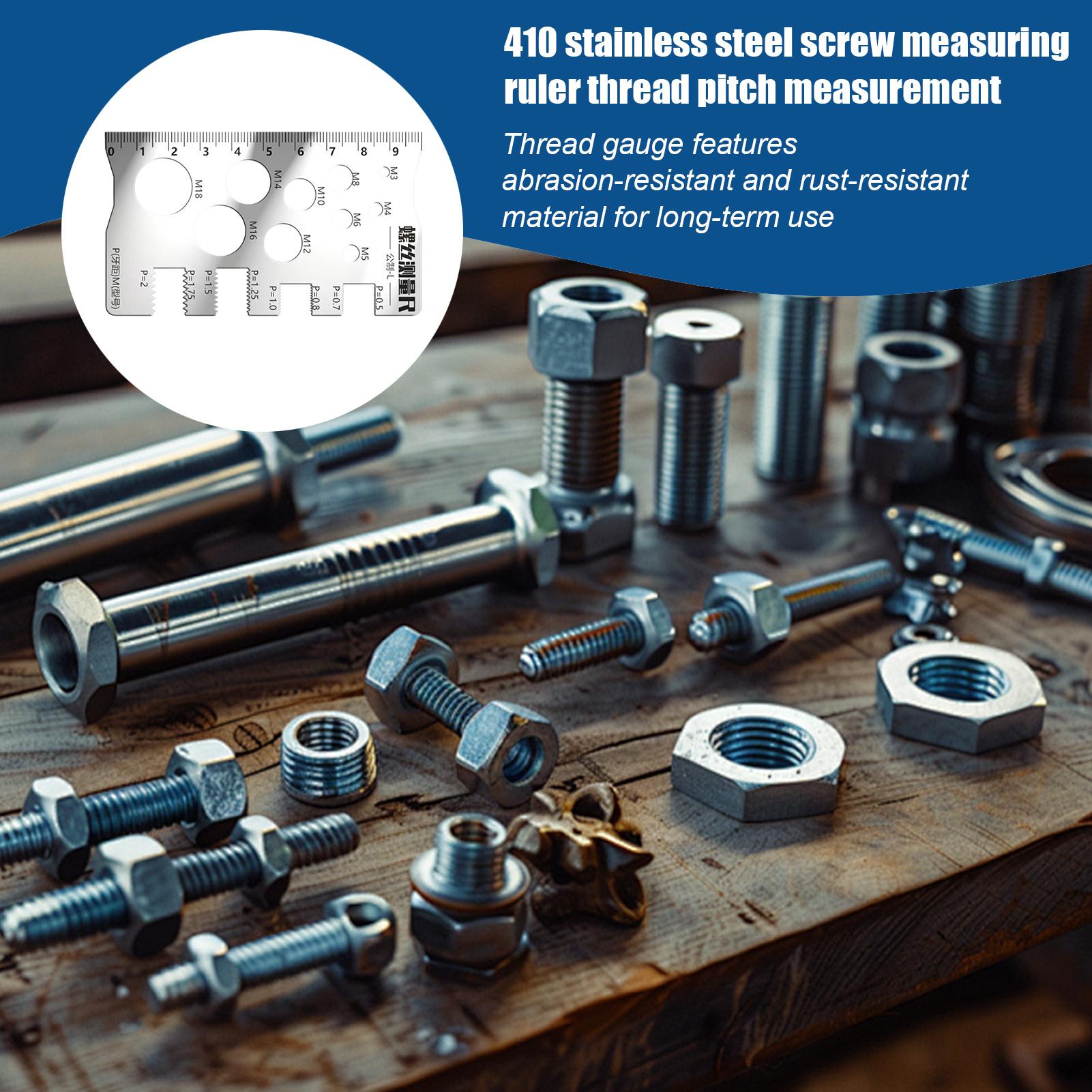 Screw Thread Pitch Gauge Ruler Measuring Tool Bolt Nut Metric Machining Threads Screw Cutting Gauge Angle Model Measuring