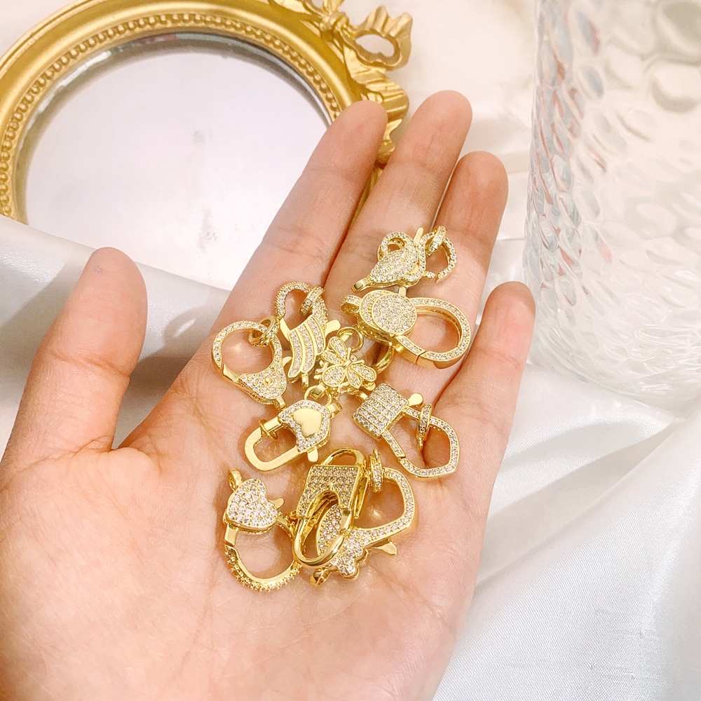 Juya 18K ทองแท้อุปกรณ์เสริม DIY เย็บปักถักร้อยลูกปัดไข่มุกเครื่องประดับทํา Fastener ปิดกุ้งก้ามกรามล็อค Clasps อุปกรณ์