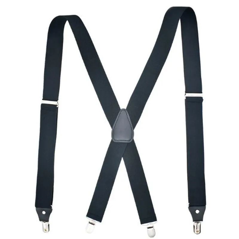 Bretelle da uomo larghe 35 mm Alta elasticità regolabile 4 clip resistenti Bretelle per pantaloni resistenti con retro a X