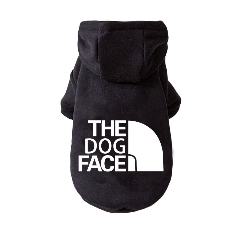 Cão de estimação hoodies outono e inverno temporada grande roupas para cães rosto do cão texto padrão buldogue francês labrador jaqueta roupas