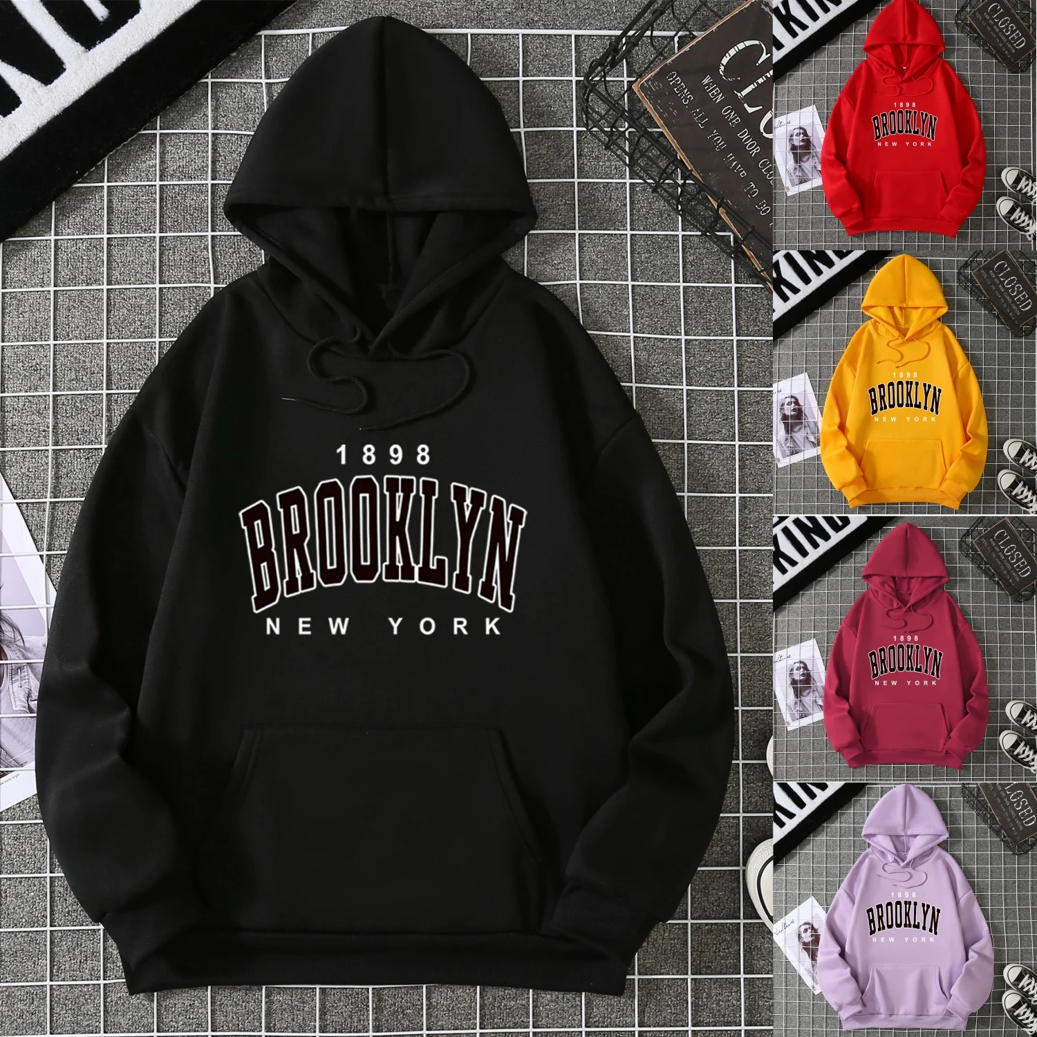 2025, Winter, neuer Damen-Kapuzenpullover, High Street, Unisex-Stil, Doppeltaschen, Sweatshirts, Oberbekleidung, Übergröße, Damenbekleidung CYXX 227
