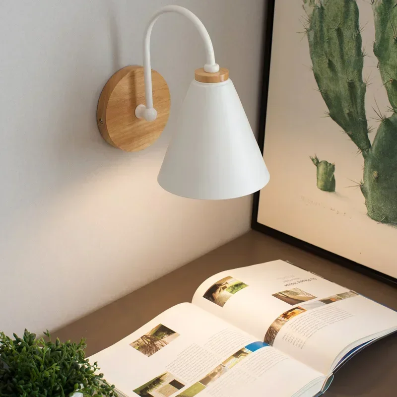 Nordic Wandleuchte Leuchte für Schlafzimmer Nachttisch Wohnzimmer Beleuchtung Leuchte Lampe Innen Holz Dekor Retro
